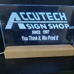 Custom edgelit acrylic lettering with base